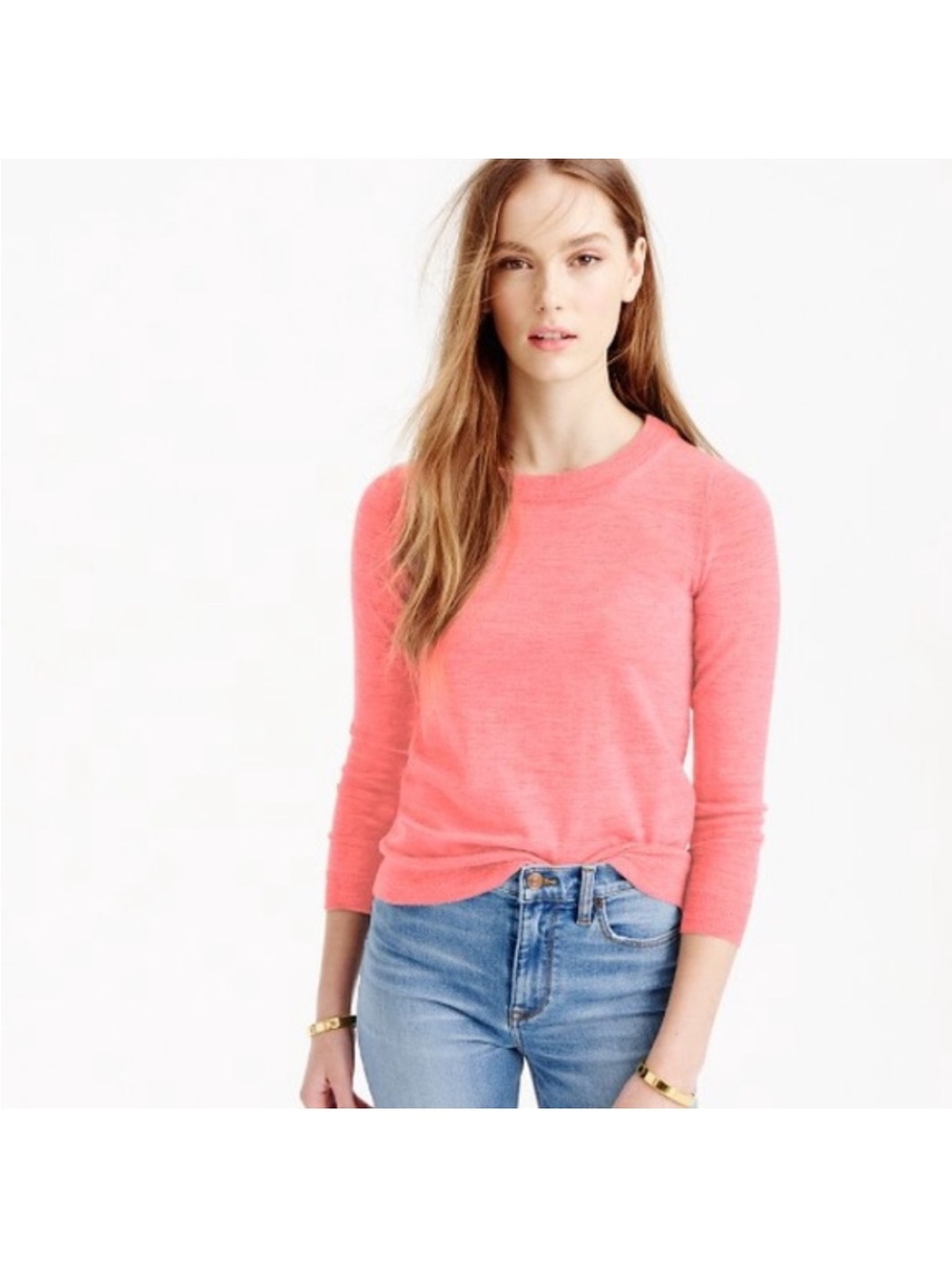 J. Crew Coral Crewneck Lightweight Sweater Tippi merino wool. Size small